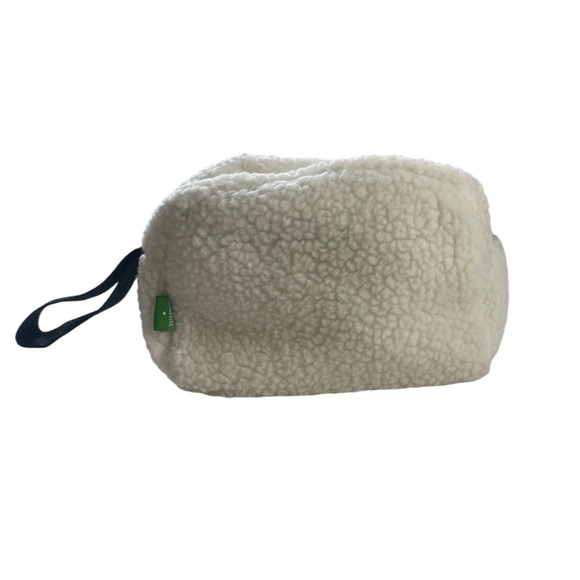 Kate Spade Faux Sherpa Cosmetic Bag/ Makeup Travel Pouch Wristlet new - Picture 4 of 5